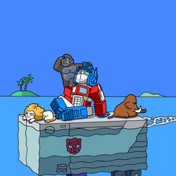 This is a pixiv picture whose title is 漂流司令官.