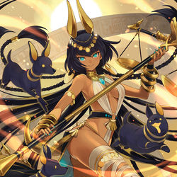 This is a pixiv picture whose title is Force of Will「犬霊将アヌビス」++++.