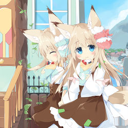 This is a pixiv picture whose title is きつねっこ姉妹.