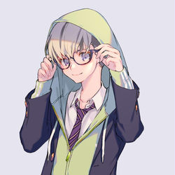 This is a pixiv picture whose title is パーカー制服眼鏡男子くん.