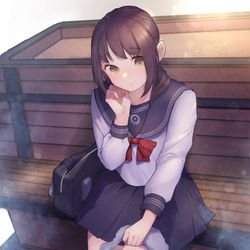 This is a pixiv picture whose title is ｊｋと足湯.