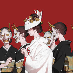 This is a pixiv picture whose title is 角隠し.