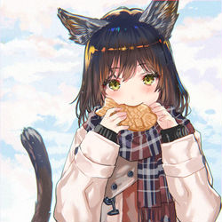 This is a pixiv picture whose title is お魚くわえたどら猫.
