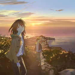 This is a pixiv picture whose title is 明日へ.