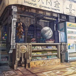 This is a pixiv picture whose title is 東通り角っこの焼きいも屋・改.