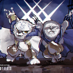 This is a pixiv picture whose title is 【PFLS】くらえ！六爪流樹懶拳！！！.