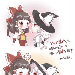 This is a pixiv picture whose title is アルビノ魔理沙と霊夢ちゃん.