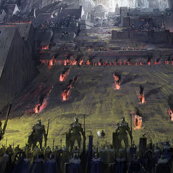 This is a pixiv picture whose title is 【PFLS】峡谷の軍勢【谷間の国の戦い】.