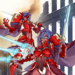 This is a pixiv picture whose title is 【PFLS】兄妹騎士.