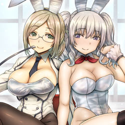 This is a pixiv picture whose title is 香取さんと鹿島さんの眩しい太もも.