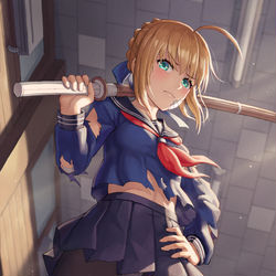 This is a pixiv picture whose title is saber~~.