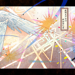 This is a pixiv picture whose title is 【PFLS】最強美少女 対 神話語之図【谷間の国の戦い】.