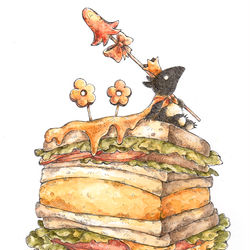 This is a pixiv picture whose title is サンドイッチ山登頂.