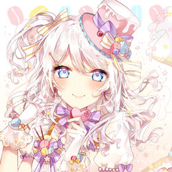 This is a pixiv picture whose title is 💜🍰 イヴちゃん🍰💜.