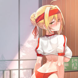 This is a pixiv picture whose title is 体育館でネロと一緒に......
