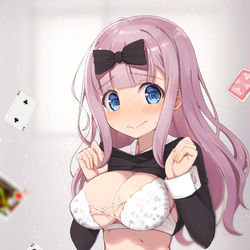 This is a pixiv picture whose title is 石上に煽られてもかぐやのお見舞い権利を懇願する藤原千花。.