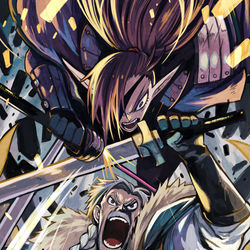 This is a pixiv picture whose title is 【PFLS】闇が降る【エルダーグラン】.