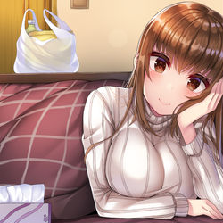 This is a pixiv picture whose title is 従姉のお姉ちゃんにコタツで耳かきされました.