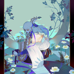 This is a pixiv picture whose title is 虞美人.