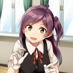 This is a pixiv picture whose title is 萩風「聞いて聞いて、あのね！」/砲撃を当てた萩風.