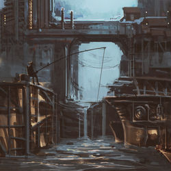 This is a pixiv picture whose title is fishing man.