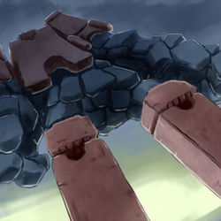 This is a pixiv picture whose title is 【PFLS】巨砦兵フォートゴーレム【御旗作戦】.