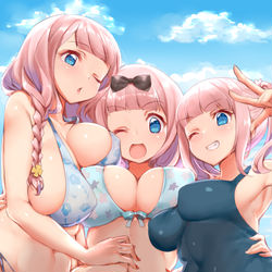 This is a pixiv picture whose title is 藤原三姉妹.