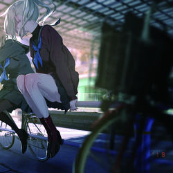 This is a pixiv picture whose title is 放課後高架下.