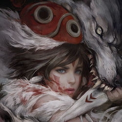 This is a pixiv picture whose title is もののけ姫 2.