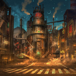 This is a pixiv picture whose title is えんとつ〜の夜幻想（仮）.