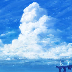 This is a pixiv picture whose title is 青の奏雲.