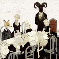 This is a pixiv picture whose title is 黒のお茶会.