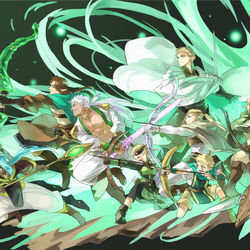 This is a pixiv picture whose title is 【PFLS】精霊王の劔【英雄と魔王の戦い】.