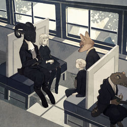 This is a pixiv picture whose title is 向かい席.