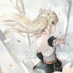This is a pixiv picture whose title is 白花騎士.