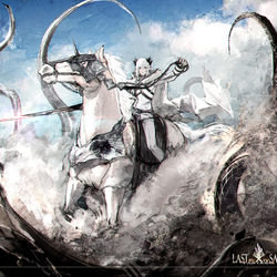 This is a pixiv picture whose title is The white horseman.