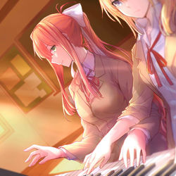 This is a pixiv picture whose title is Piano Duet.