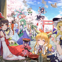 This is a pixiv picture whose title is 幻想郷のお花見大春宴.