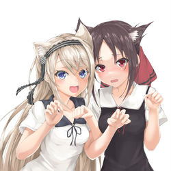 This is a pixiv picture whose title is 義姉妹猫.
