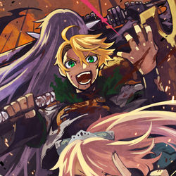 This is a pixiv picture whose title is 【PFLS】闇と盟友【エルダーグラン】.