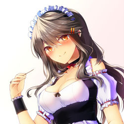 This is a pixiv picture whose title is メイド榛名ちゃんに膝枕してほしかっただけ.