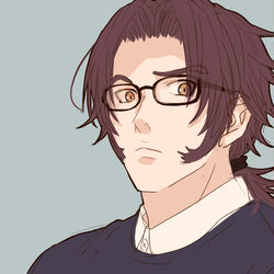 This is a pixiv picture whose title is 蜻蛉切さんと眼鏡.
