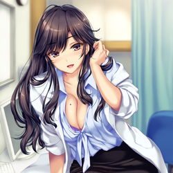This is a pixiv picture whose title is ボクと彼女（女医）の診察日誌.