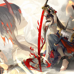 This is a pixiv picture whose title is 赤影妖刀姬.