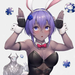 This is a pixiv picture whose title is 【FGO】静謐のハサン（バニーガール風）.