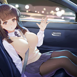 This is a pixiv picture whose title is JKを助手席に座らせるとなんかエロい説.