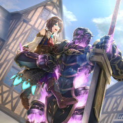 This is a pixiv picture whose title is 無垢な少女と守護の騎士.