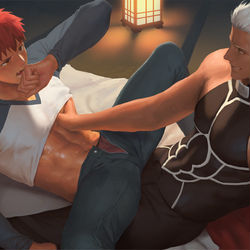 This is a pixiv picture whose title is アーチャー x 衛宮士郎.