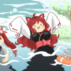 This is a pixiv picture whose title is 水 浴びるように飲んで！水！.