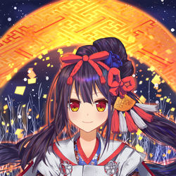 This is a pixiv picture whose title is 朔月美遊.
